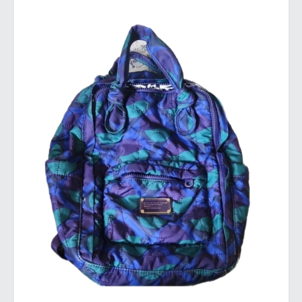 Marc Jacobs Blue and Green Backpack with Modern Design